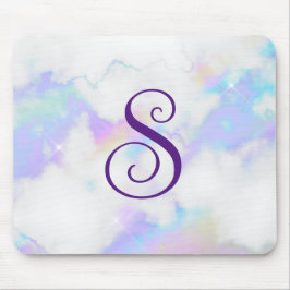 Sparkly Iridescent Rainbow Marble Curly Monogram Musmatta