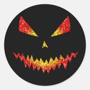 Sparkly Jack O'Lantern ansikte Halloween Runt Klistermärke