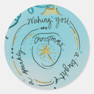 Sparkly jul Ornament Sticker Runt Klistermärke