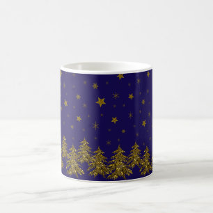 Sparkly Julgran, måne, stjärnor Kaffemugg