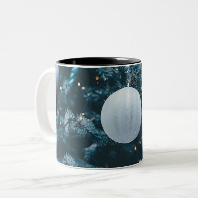 Sparkly Julgran och julen Bollar Två-Tonad Mugg (Framsida vänster)