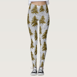 Sparkly Julgran på abstrakt papper Leggings