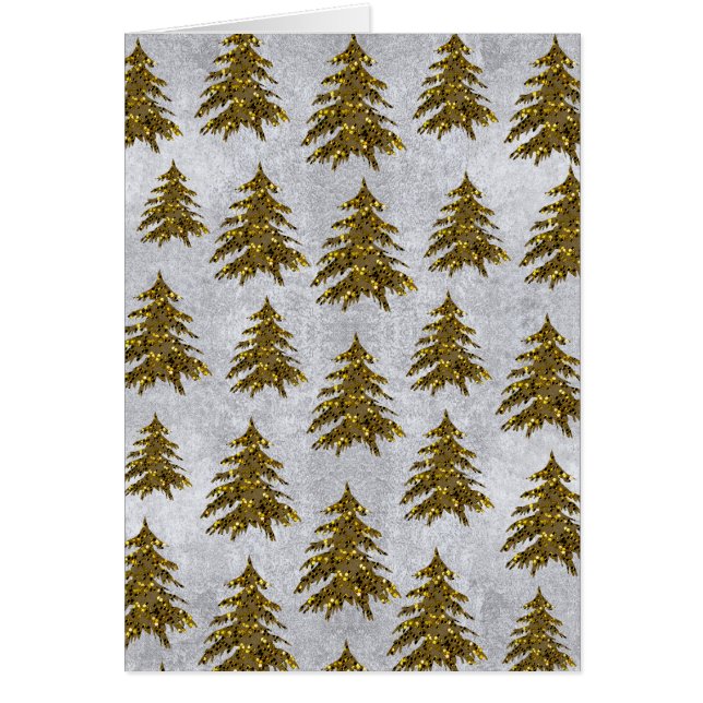 Sparkly Julgran på abstrakt silver papper Hälsningskort (Framsidan)