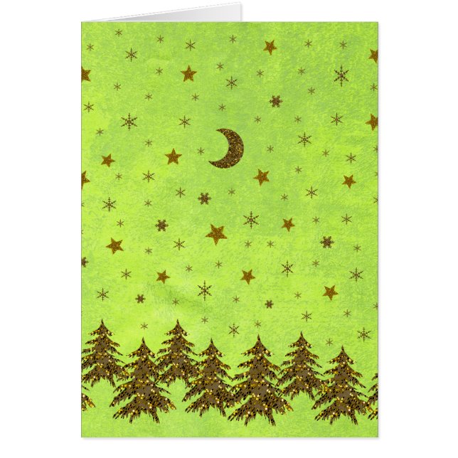 Sparkly Julgran, stjärnor på abstraktens pappra Hälsningskort (Framsidan)