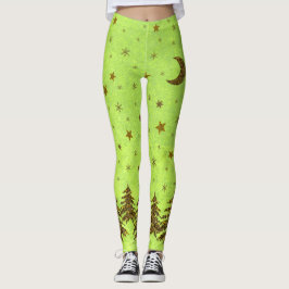 Sparkly Julgran, stjärnor på abstraktens pappra Leggings
