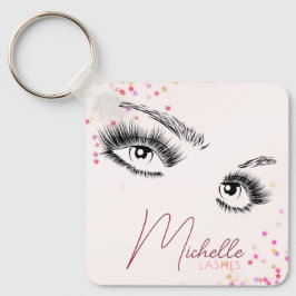 Sparkly Lashes Pink Glitter Confetti Makeup QR Nyckelring