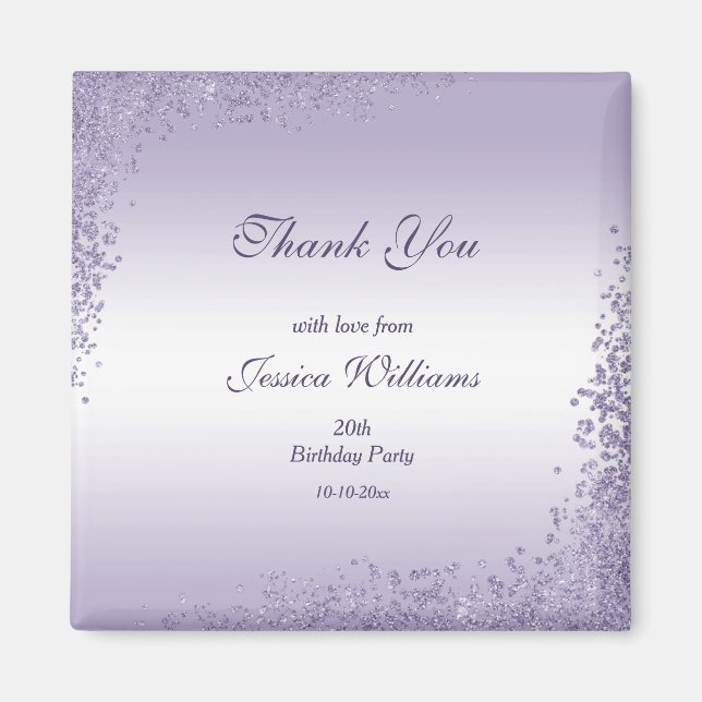 Sparkly Lila Glitter Dekoration Birthday Magnet (Framsidan)