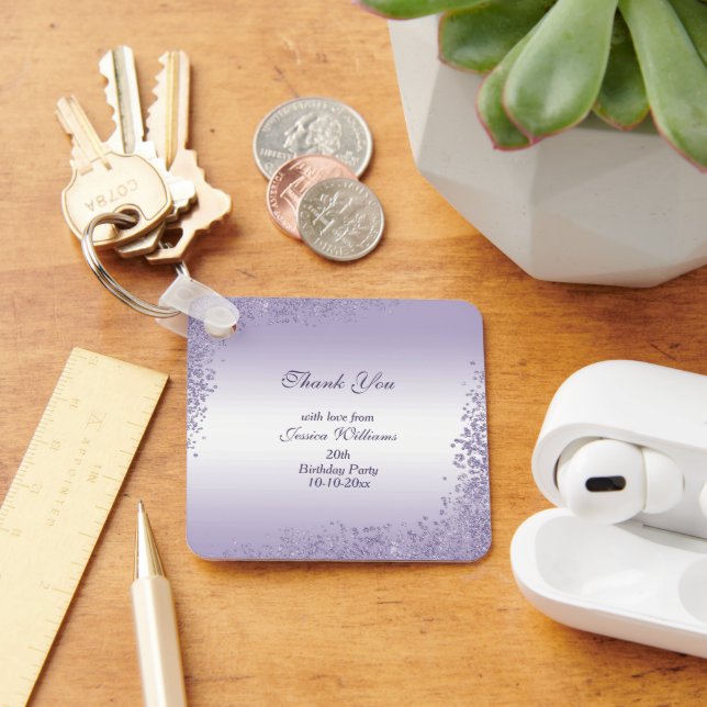 Sparkly Lila Glitter Dekoration Birthday Nyckelring (Skrivbord)