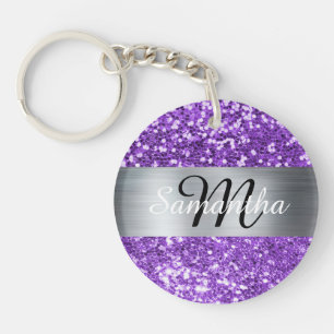 Sparkly Lila Glitter Silver Foil Monogram