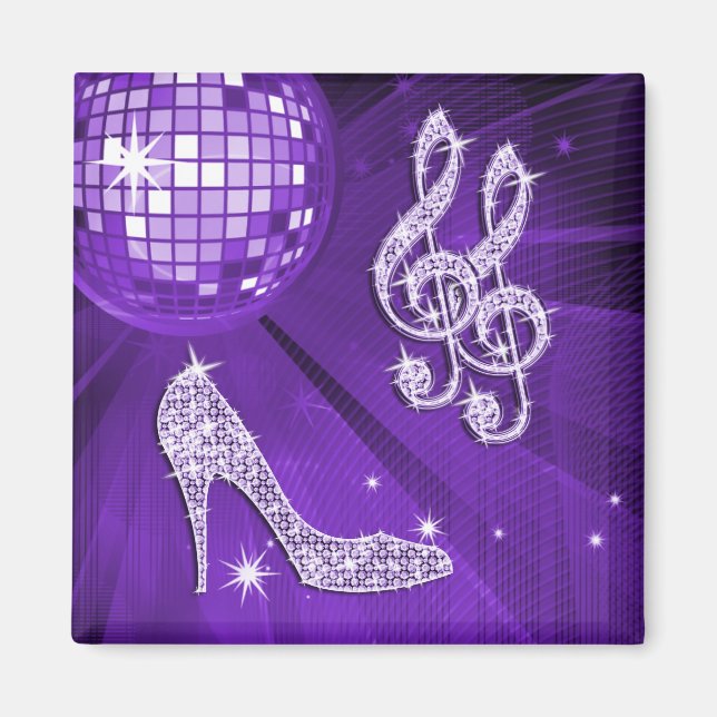Sparkly Lila/Lilac Music Note & Stiletto Heel Magnet (Framsidan)