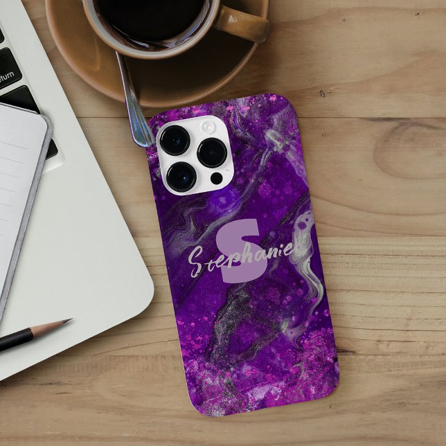 Sparkly Lila Marble Fluid Abstrakt Art Vibrant (Skapare uppladdad)