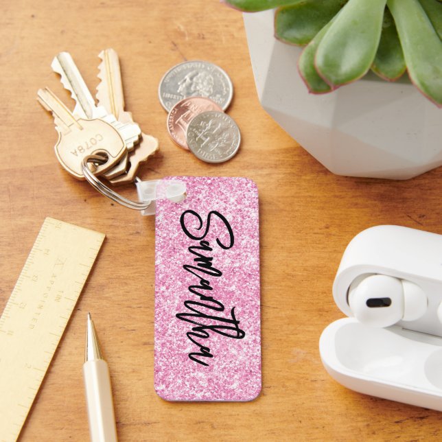 Sparkly Luxury Ljusare rosa Glitter Nyckelring (Skrivbord)