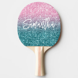 Sparkly Luxury Ljusare rosa Teal Ombre Glitter Pingisracket