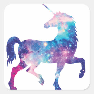 Sparkly Magical Unicorn Fyrkantigt Klistermärke