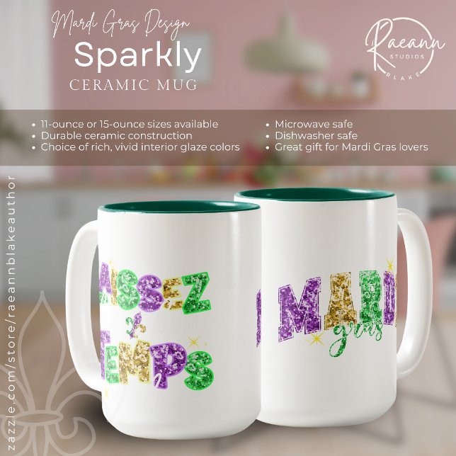 Sparkly Mardi Gras Design Ceramic Mug Två-Tonad Mugg (Skapare uppladdad)