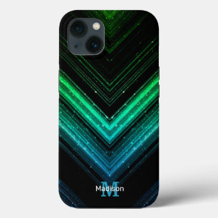 Sparkly metall aqua grönt galaxy chevron Monogram
