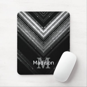 Sparkly metall silver svartlilja chevron Monogram Musmatta