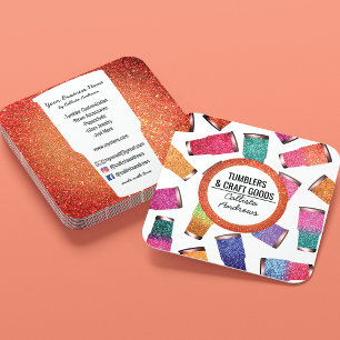 Sparkly Modern Neon Glitter Tumbler Crafter Fyrkantigt Visitkort