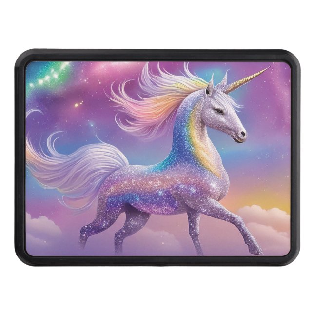 Sparkly Mystical Fantasy Unicorn Nonbinary Lastbil Dragkroksskydd (Framsidan)
