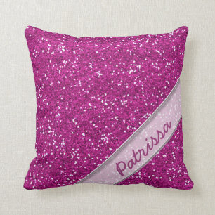 Sparkly namn för rosaglitteranpassningsbar kudde