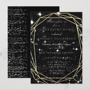 Sparkly Night Möhippa Birthday Black Diamond Glitt Inbjudningar