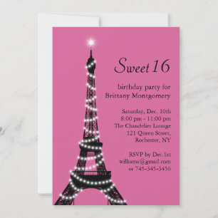 Sparkly Parisian-inbjudan till Sweet sixteen Inbjudningar