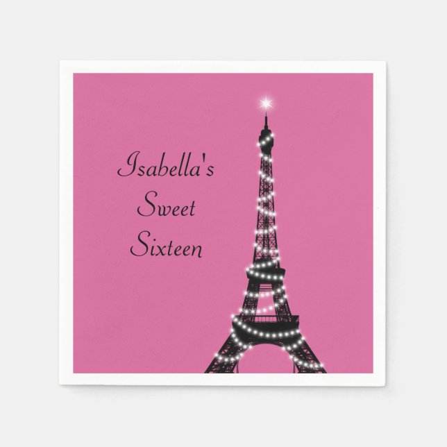 Sparkly Parisian Sweet sixteen Napkin Pappersservett (Framsidan)