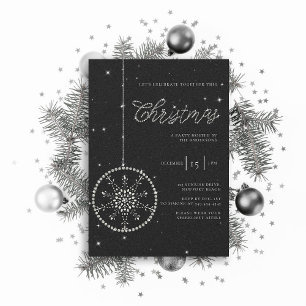 Sparkly Party Rhinestones Glitter Black jul Inbjudningar