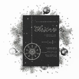 Sparkly Party Rhinestones Glitter Black jul Inbjudningar