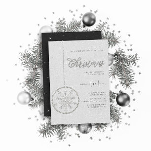 Sparkly Party Rhinestones Glitter Vit jul Inbjudningar