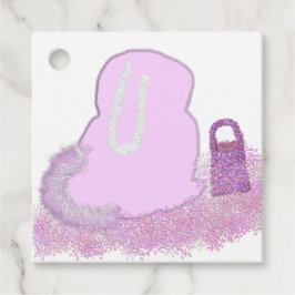 Sparkly Påskhare basket med blommor Gåvor Etiketter