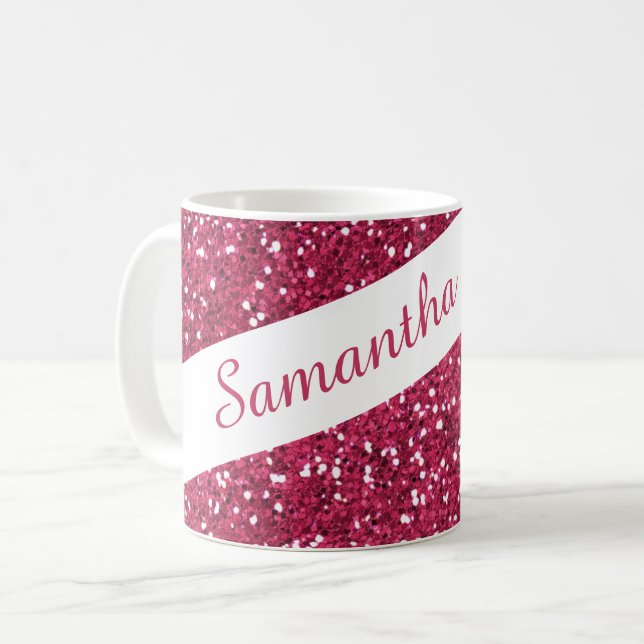 Sparkly personifierat namn för rosor glitter kaffemugg (Framsida vänster)