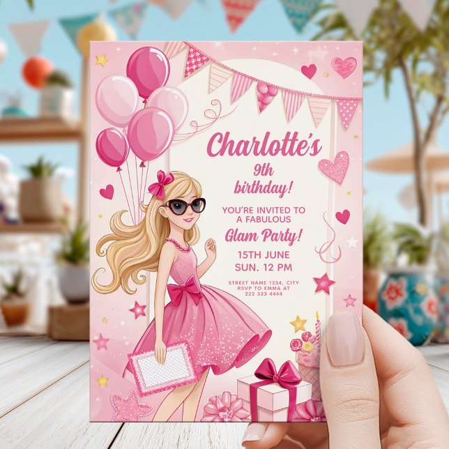 Sparkly Pink Glam Birthday Party Inbjudningar (Skapare uppladdad)