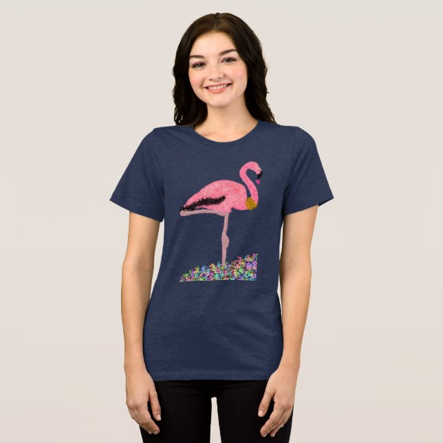 Sparkly Pink Hanukkah flamingo beach T Shirt (Framsida Full)