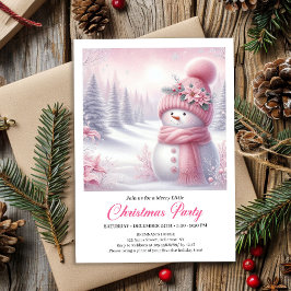 Sparkly Pink Snowman Editable Christmas Invite Inbjudningar