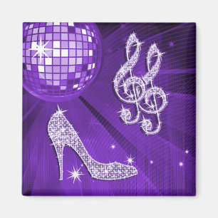 Sparkly purpur lila musik noterar & stiletthälet magnet