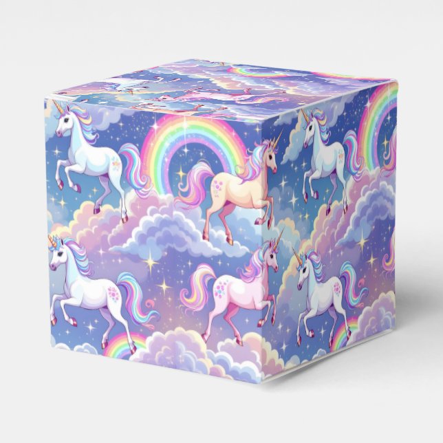 Sparkly rainbow and unicorns on clouds presentaskar (Framsidan Sidan)