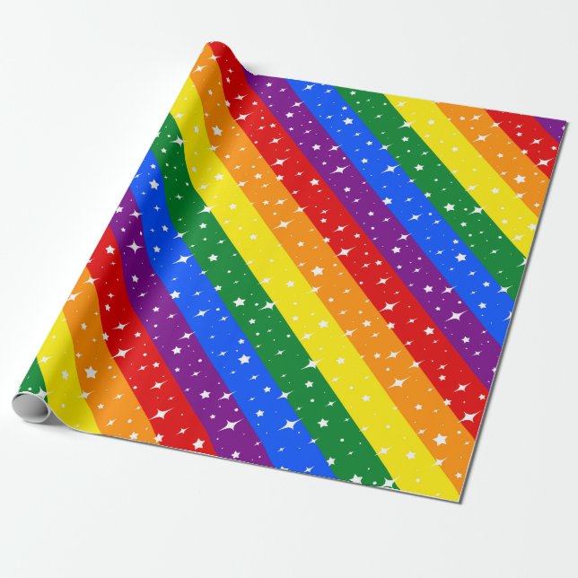 Sparkly Rainbow Flagga Presentpapper (Utrullad)