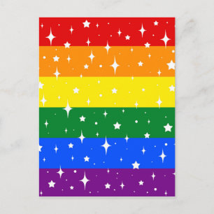 Sparkly Rainbow Flagga Vykort