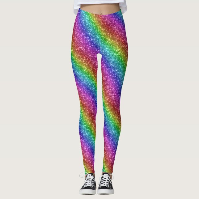 Sparkly Rainbow Glitter Leggings (Framsida)