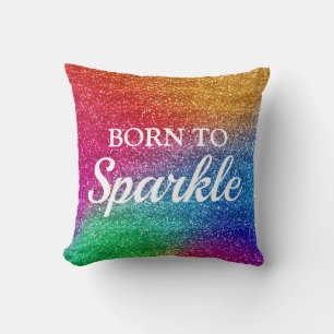 Sparkly Rainbow Gradient Glitter Born till Gnistra Kudde
