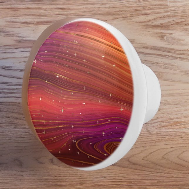 Sparkly Red and Orange Molten Earth Strata Knopp (Skapare uppladdad)