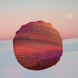 Sparkly Red and Orange Molten Earth Strata Rund Kudde