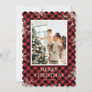 Sparkly Red Buffalo Play Photo God jul Julkort
