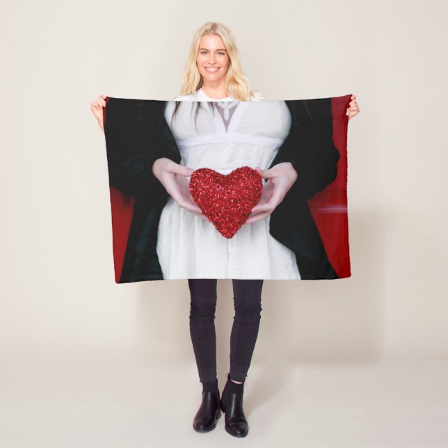Sparkly Red Kärlek Heart (Alla hjärtans dag) Fleecefilt (På plats)