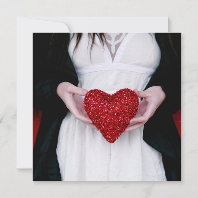 Sparkly Red Kärlek Heart (Alla hjärtans dag) Kort (Framsida)