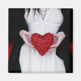 Sparkly Red Kärlek Heart (Alla hjärtans dag) Magnet