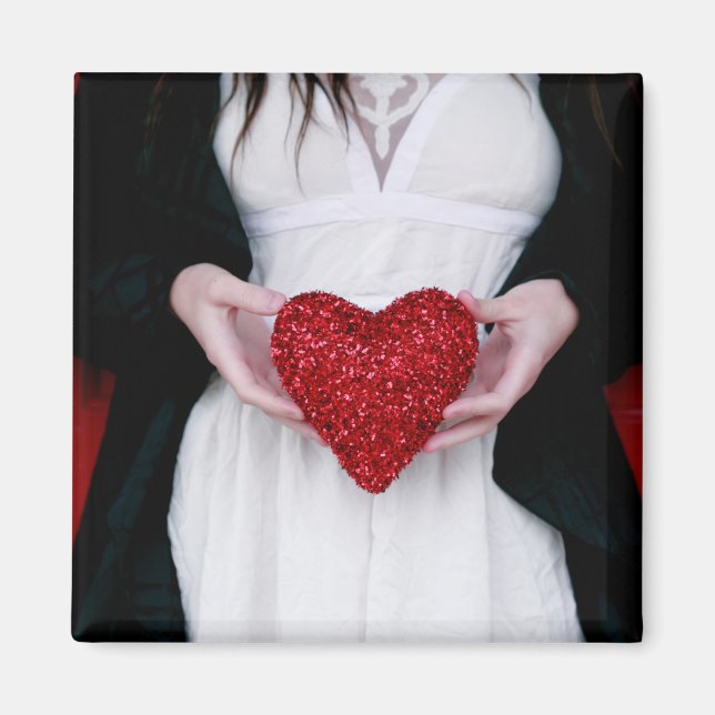Sparkly Red Kärlek Heart (Alla hjärtans dag) Magnet (Framsidan)