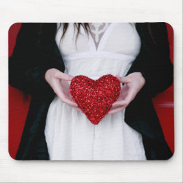 Sparkly Red Kärlek Heart (Alla hjärtans dag) Musmatta