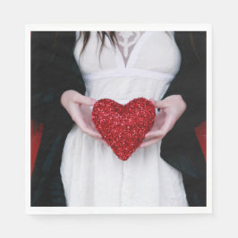 Sparkly Red Kärlek Heart (Alla hjärtans dag) Pappersservett